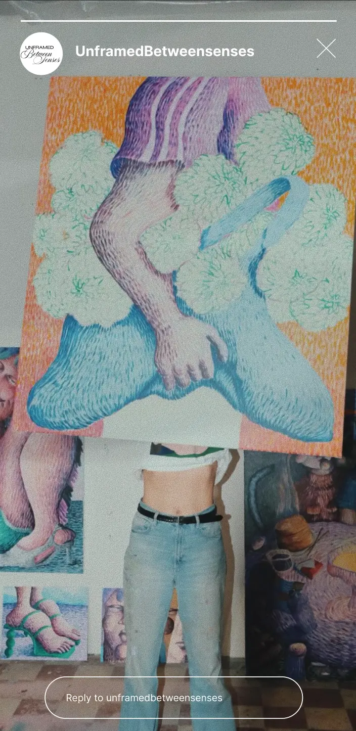 Instagram story — studio with painting